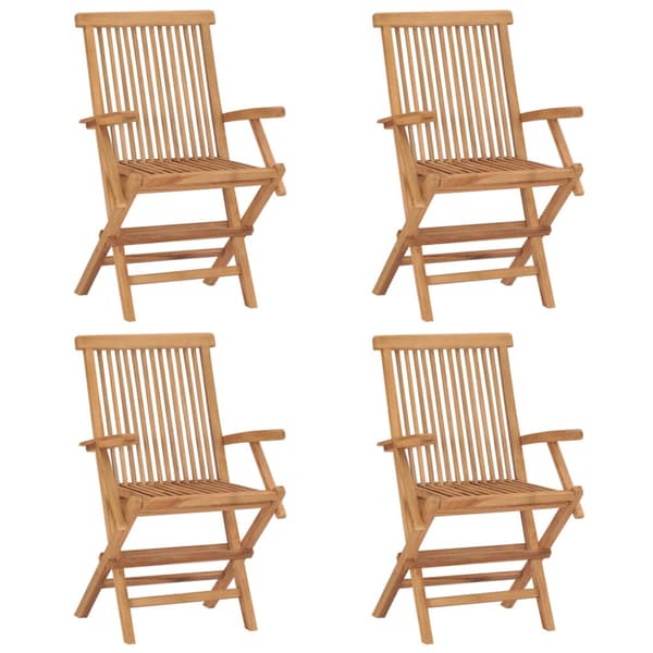 Trädgårdsstolar med blåa dynor 4 st massiv teak