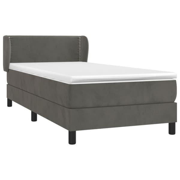Ramsäng med madrass mörkgrå 90x190 cm sammet