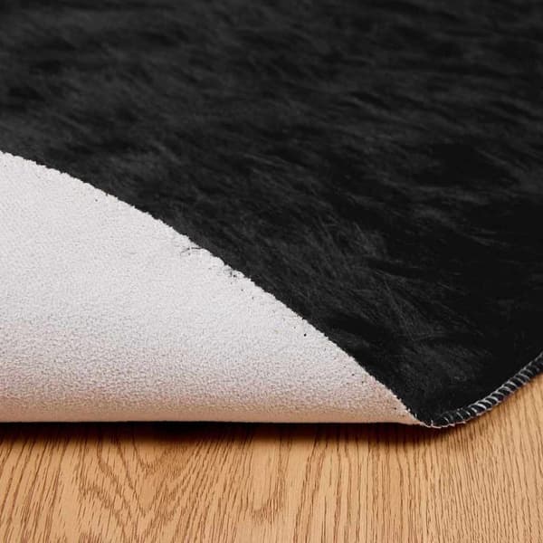 Fuskfäll matta TAFALLA Svart Ø 200 cm Polyester