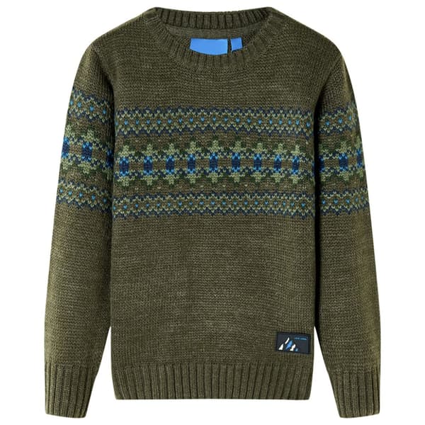 Stickad tröja för barn khaki 128