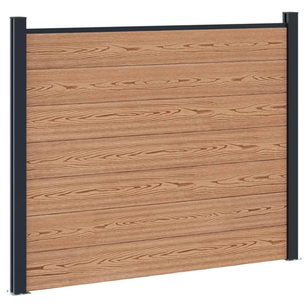 Stängselpanel 4 pcs WPC och aluminium Brun