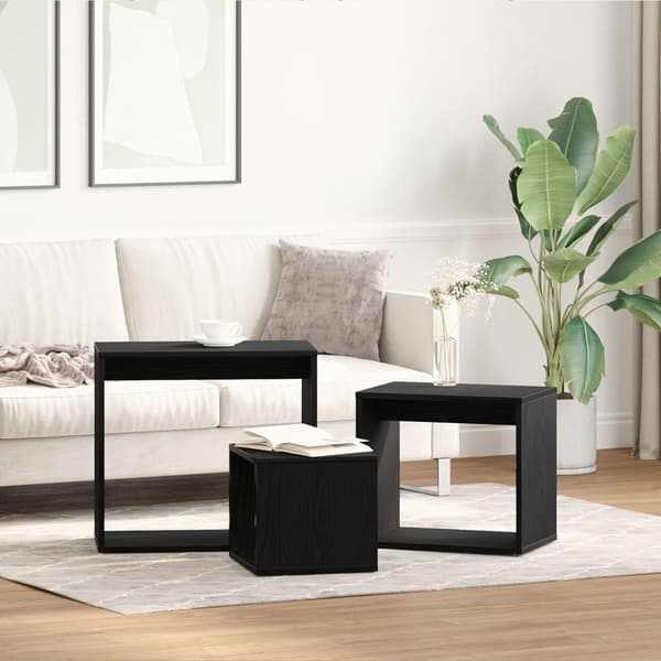 Nestingbord 3 pcs Svart Ek Konstruerat trä