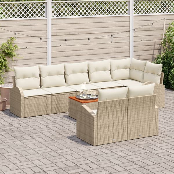Trädgårdsoffset med kudde 9 pcs Beige konstrotting