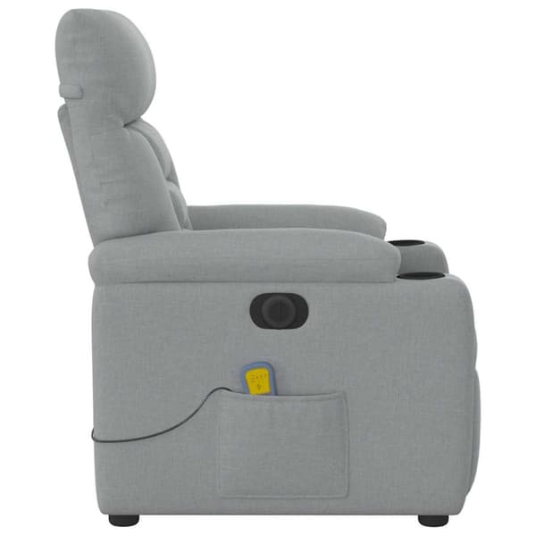 Elektrisk massagefåtölj ljusgrå tyg