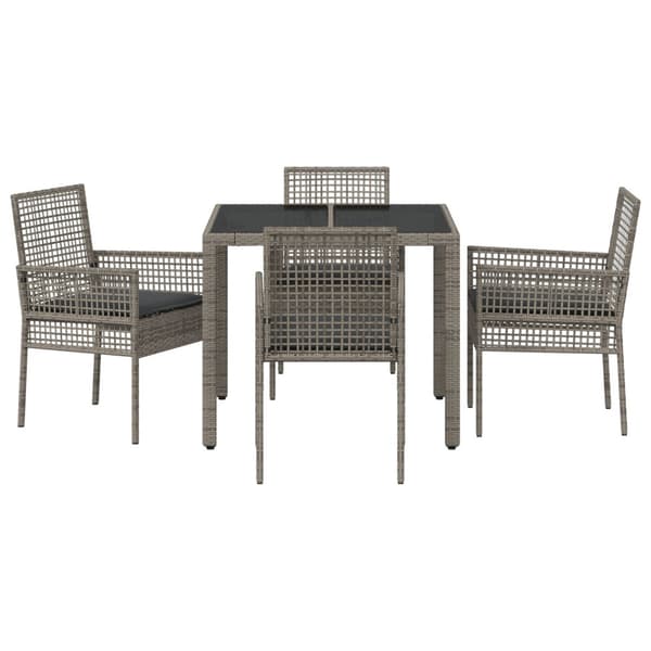 Trädgårdsmöbelset 5 pcs Grå konstrotting