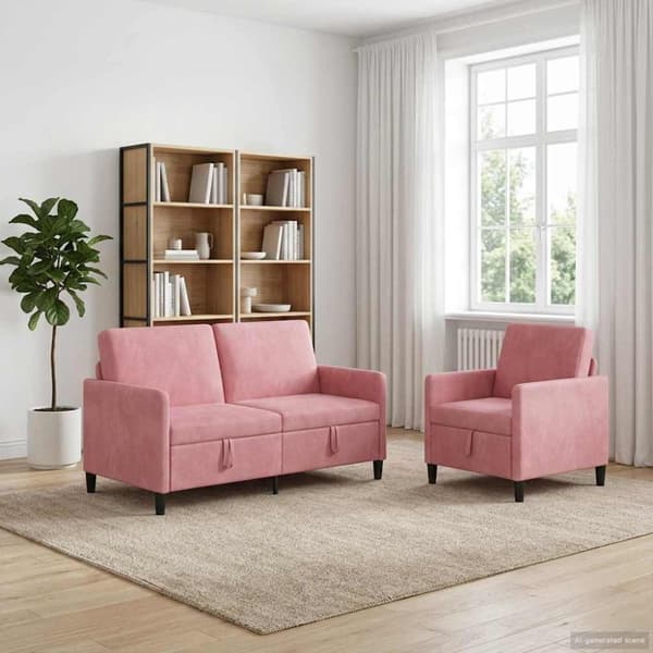 Soffgrupp med förvaring 2 st Rosa Polyester