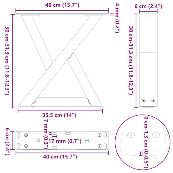 Soffbordsben 2 st antracit 40x(30-31,3) cm stål