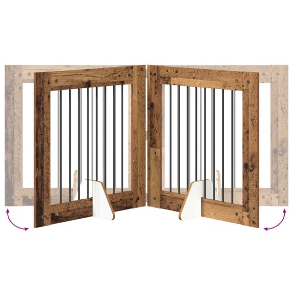 Hundgrind med ställningar 6 pcs Gammalt trä 80 x 80 cm