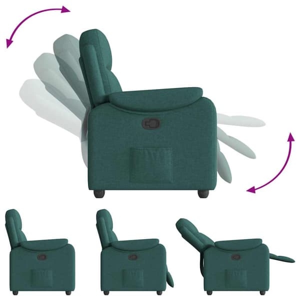 Reclinerfåtölj mörkgrön tyg