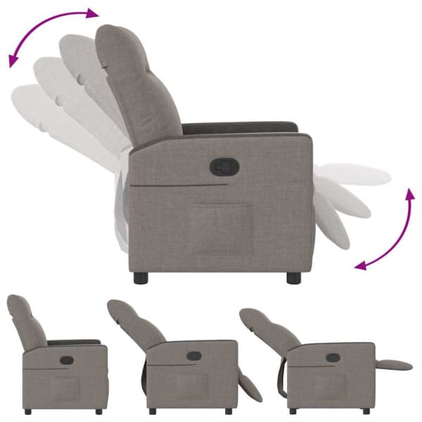 Reclinerfåtölj taupe tyg