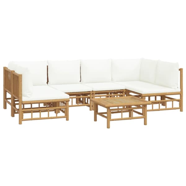 Loungegrupp 7 delar gräddvita dynor bambu