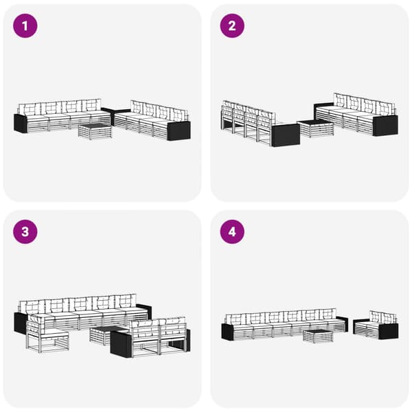 Utomhussoffset med kudde 9 pcs Naturlig och Grädde Polyester