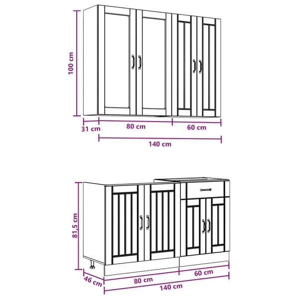 Köksenhet LUCCA 4 pcs Svart Konstruerat trä