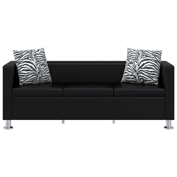 Soffa 3-sits konstläder svart
