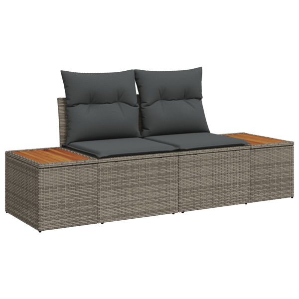 Trädgårdsoffset med lagring 9 pcs Grå Poly rattan