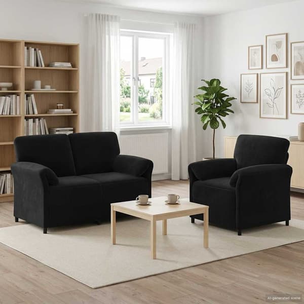 Soffset 2 st Svart Sammet
