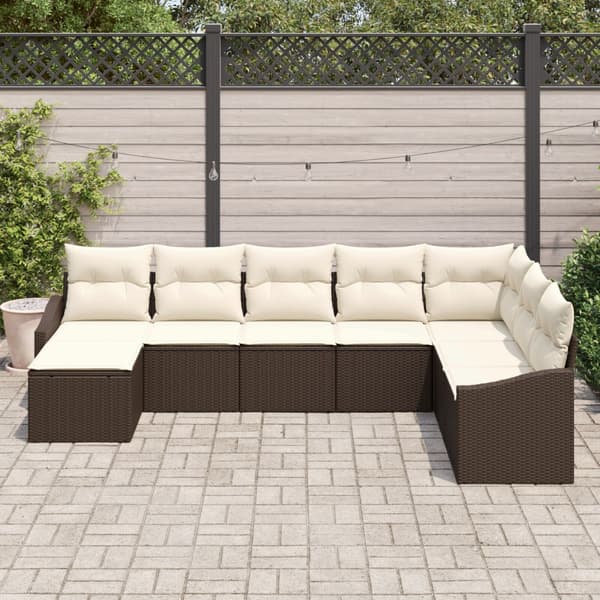 Soffset med kudde 8 pcs Brun konstrotting