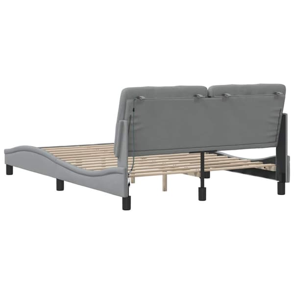 Bed Frame with LED without Mattress Light Grey 140x200 cm Fabric