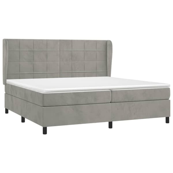Ramsäng med madrass ljusgrå 200x200 cm sammet