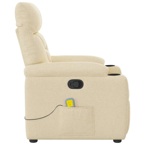 Massagefåtölj gräddvit tyg