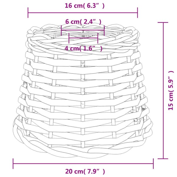 Taklampskärm vit Ø20x15 cm korgmaterial