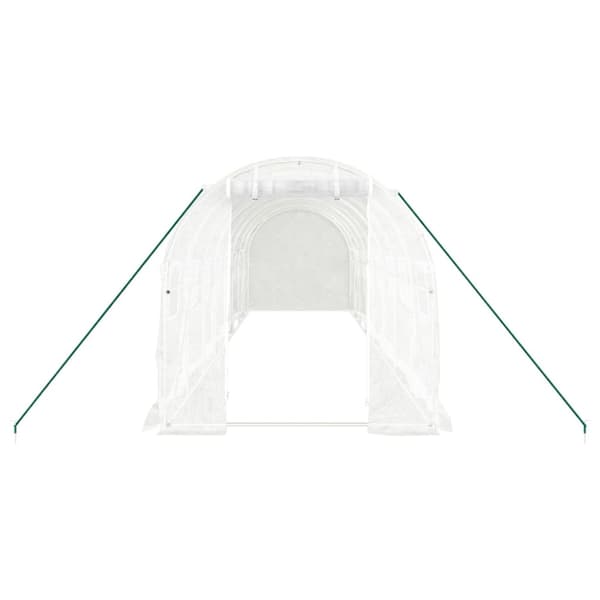 Växthus med stålram vit 16 m² 8x2x2 m