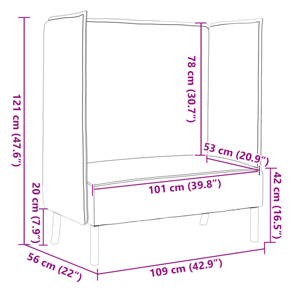 Hög Ryggsoffa 101cm Mörkgrön tyg