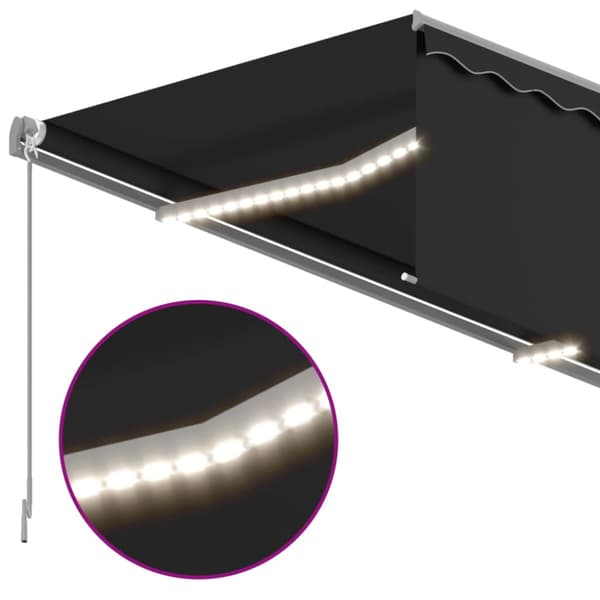 Automatisk markis med vindsensor rullgardin LED 4x3 m antracit