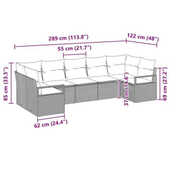 Soffset med kudde 7 pcs Brun konstrotting
