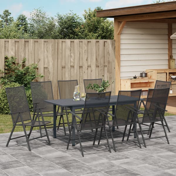 Trädgårdsmöbelset 9 pcs Antracit Pulverlackerad stål