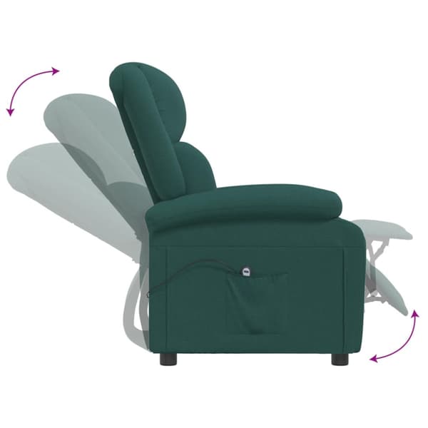 Elektrisk reclinerfåtölj mörkgrön tyg
