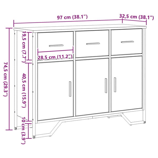Sideboard Artisan Ek 97 x 32,5 x 74,5 cm