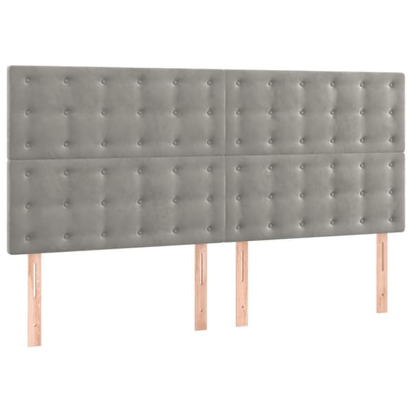 Ramsäng med madrass ljusgrå 160x200 cm sammet