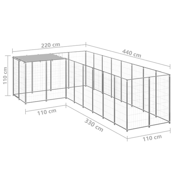 Hundgård silver 6,05 m² stål