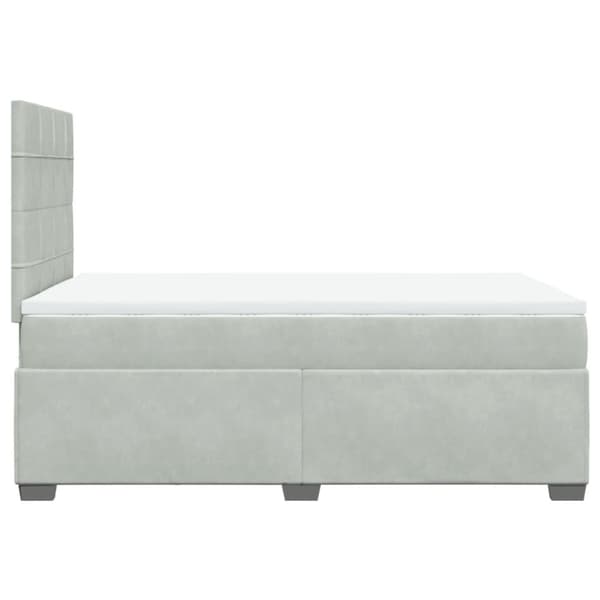 Ramsäng med madrass ljusgrå 120x190 cm sammet