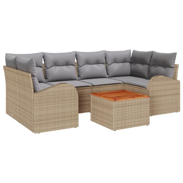 Trädgårdsoffset 7 pcs Beige och Ljusgrå konstrotting
