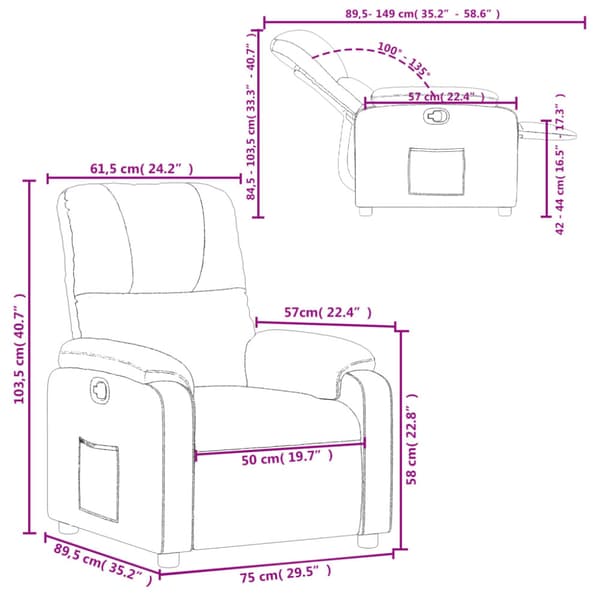 Reclinerfåtölj brun mikrofibertyg