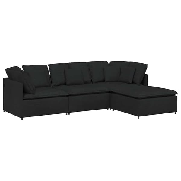 Modulsoffa med fotpall och dynor svart