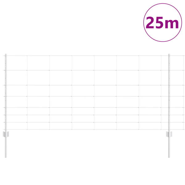 Stängsel med stolpe Silver 1 x 25 m Stål