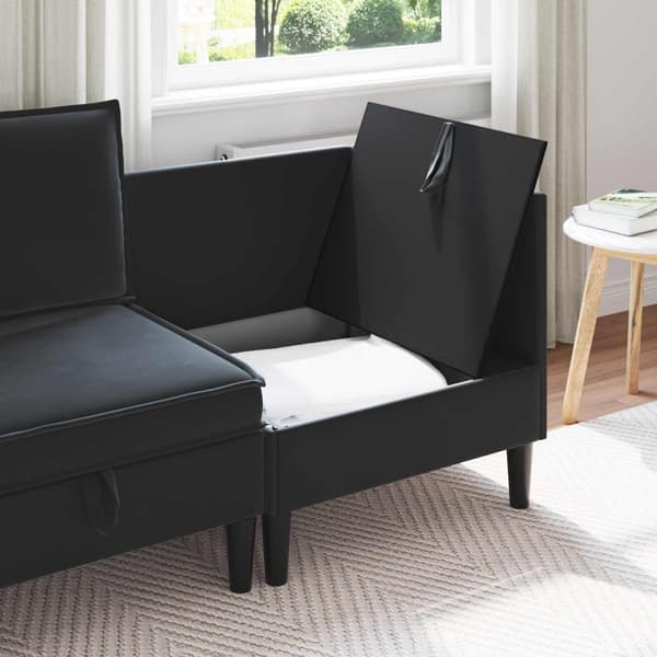 Soffa med förvaring Svart Sammet