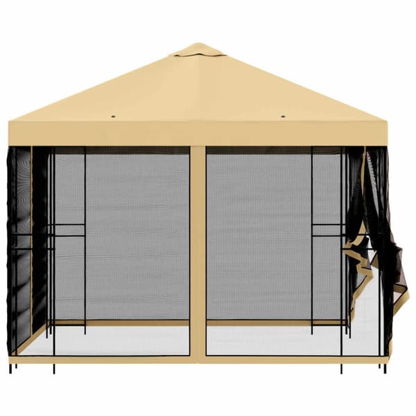 Trädgårdsgazebo med sidoväggar 3 x 3 m Gräddvit