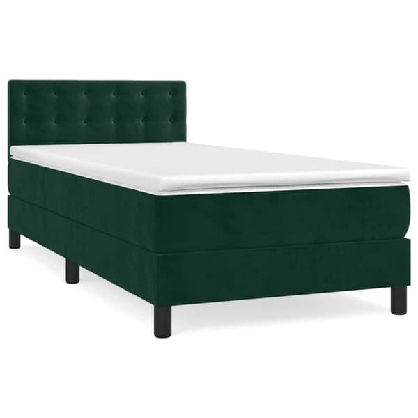 Ramsäng med madrass mörkgrön 100x200 cm sammet