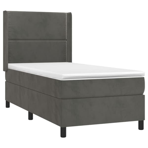 Ramsäng med madrass mörkgrå 100x200 cm sammet