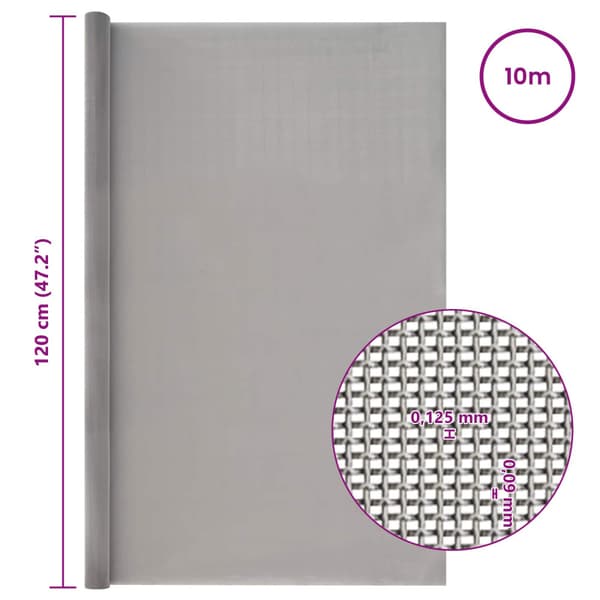 Nätduk 120 x 1000 cm 120 Mesh Rostfritt stål 201 Silver