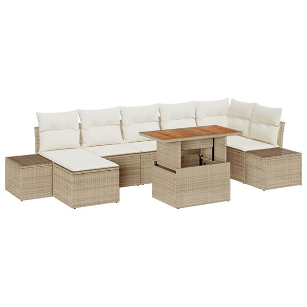 Trädgårdsoffset med lagring 8 pcs Beige Poly rattan