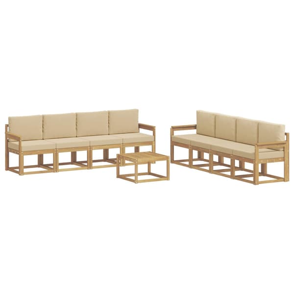 Utomhussoffset med kudde 9 pcs Vit och Beige