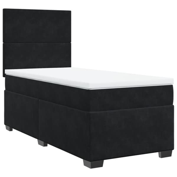 Ramsäng med madrass svart 80x200 cm sammet