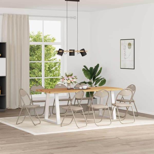 Fällstol 8 st Konstläder Sand 48 x 43,5 x 81 cm