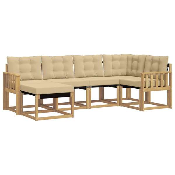 Utomhussoffset med kudde 6 pcs Vit och Beige