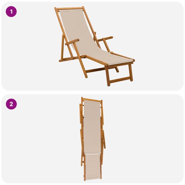 Hopfällbar solstol Massiv Eukalyptus Trä Beige